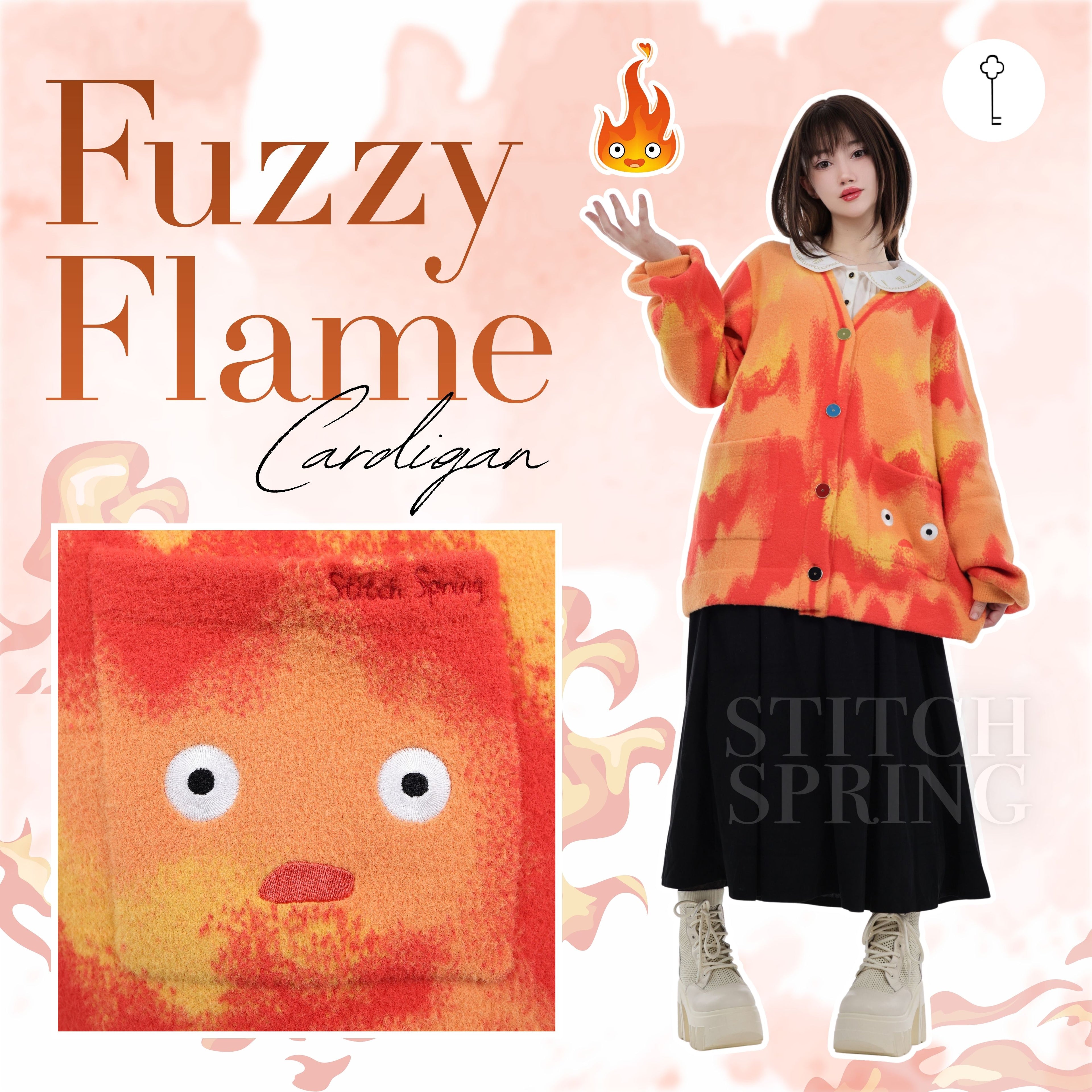 Fuzzy Flame Cardigan Preorder