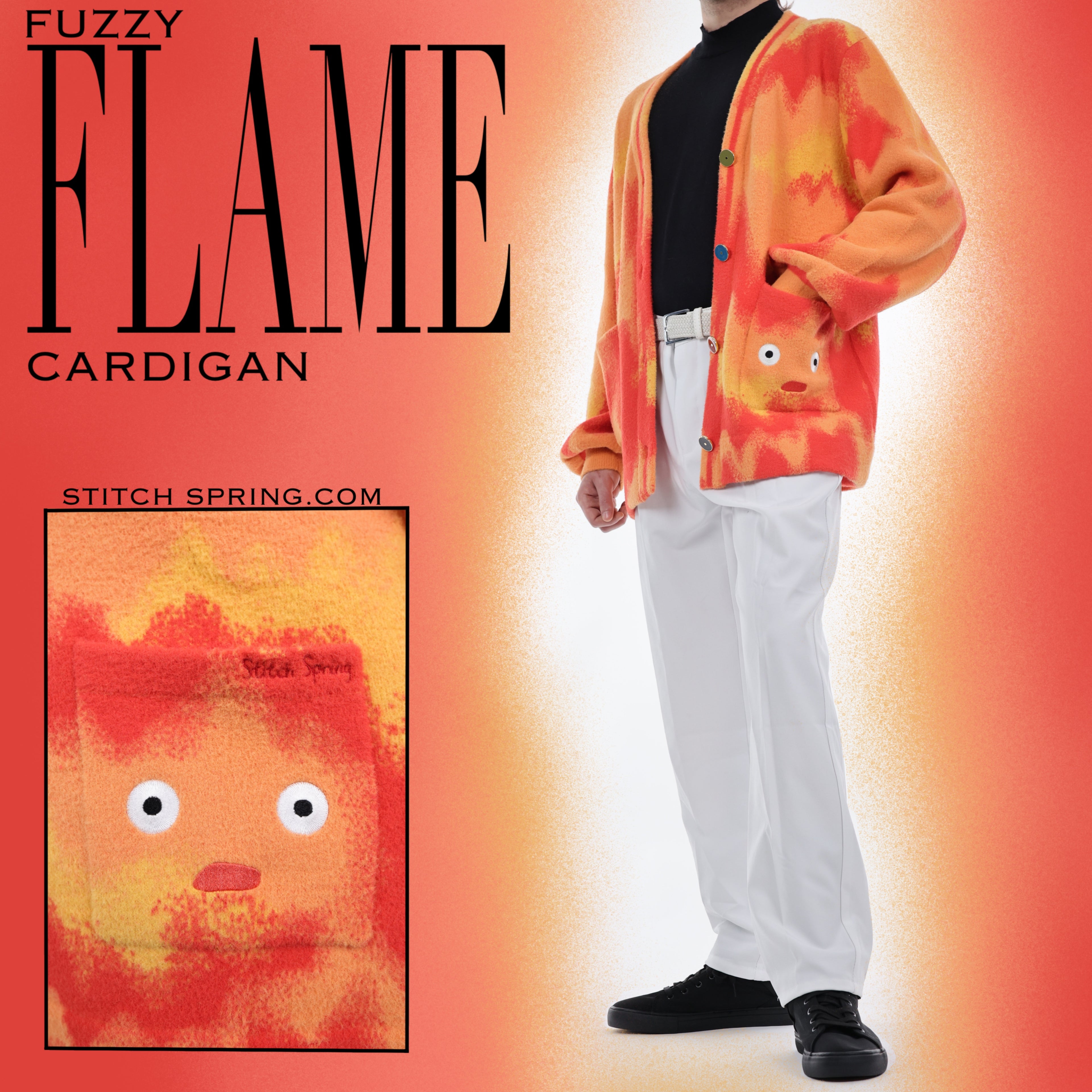 Fuzzy Flame Cardigan Preorder