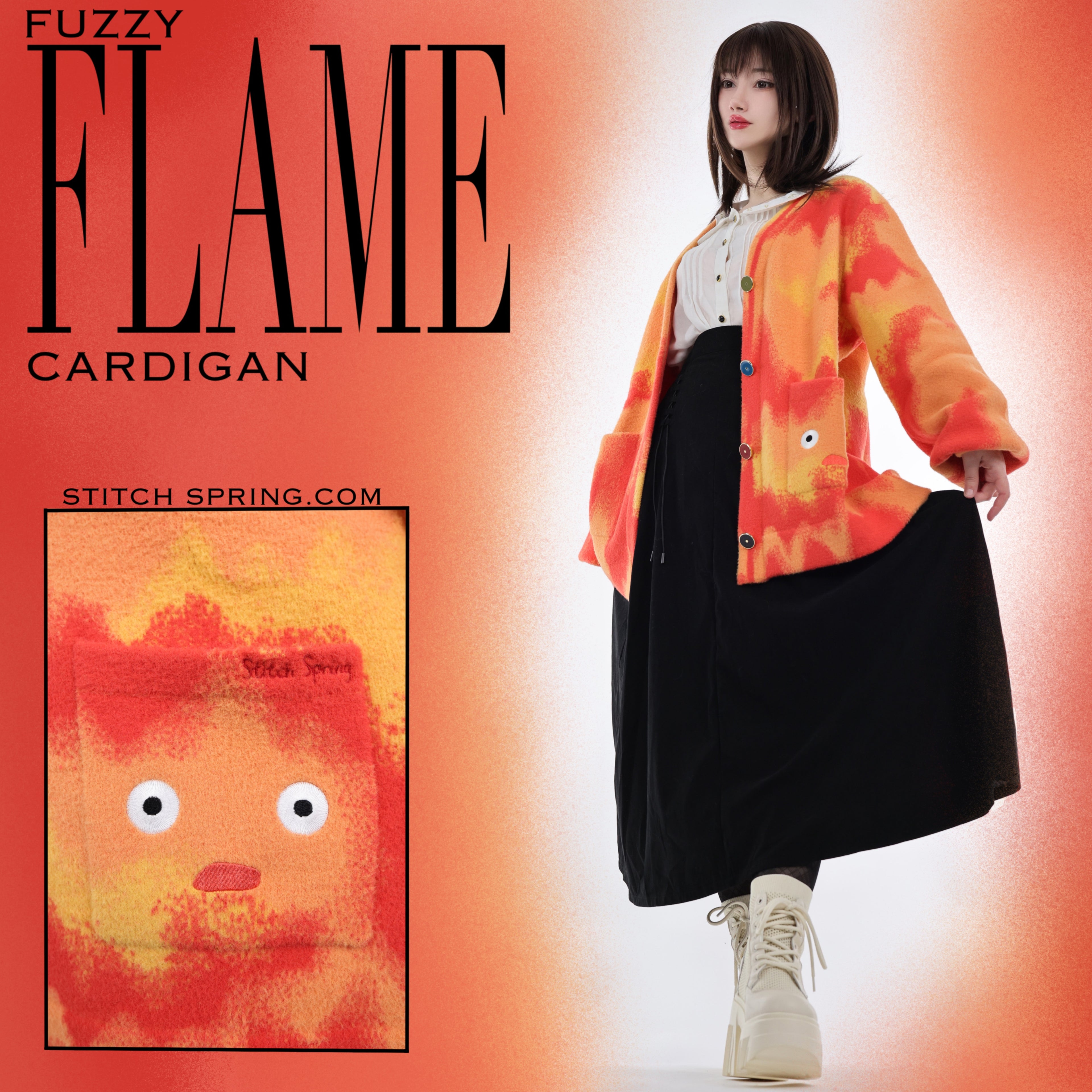 Fuzzy Flame Cardigan Preorder