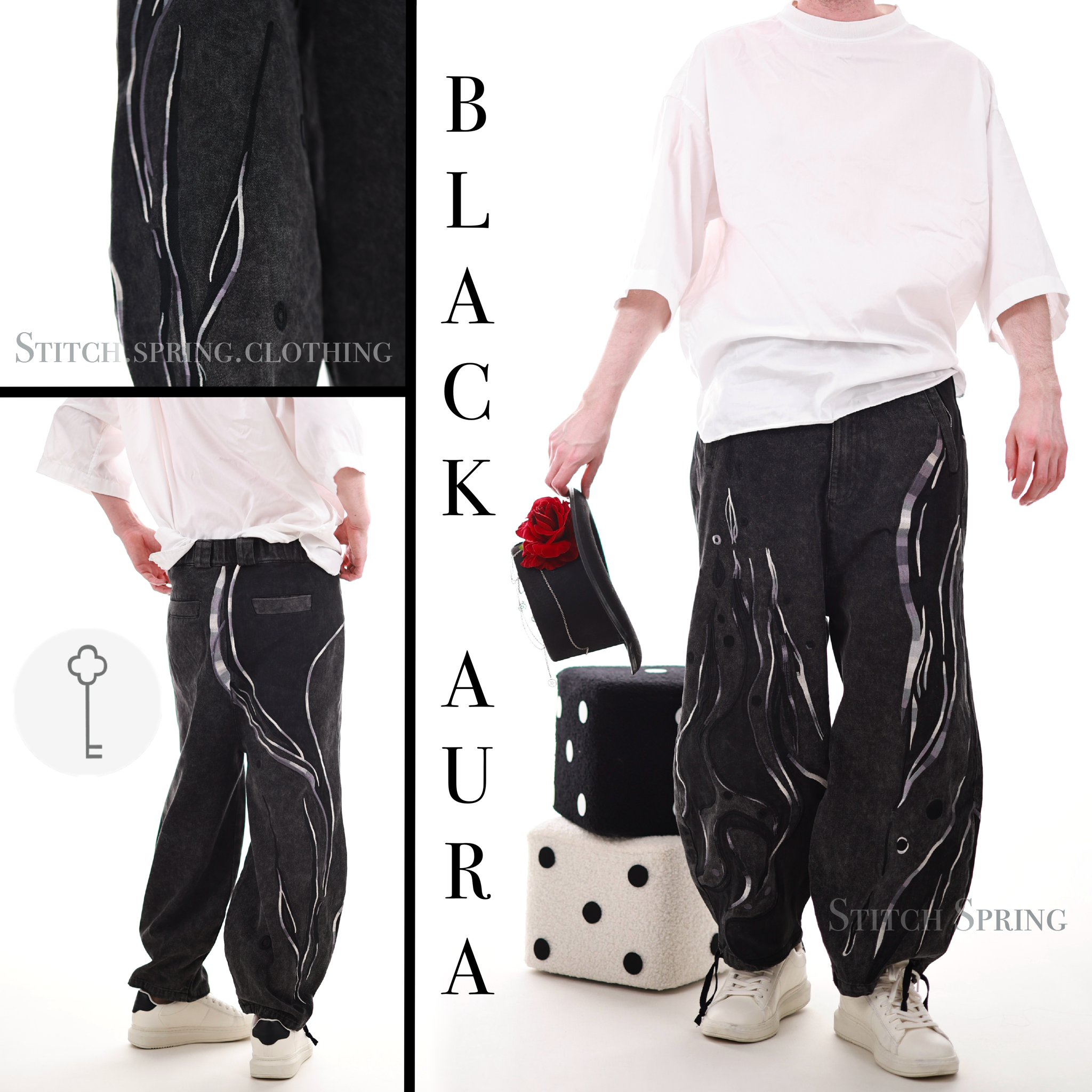 Black Aura Denim Pants Preorder