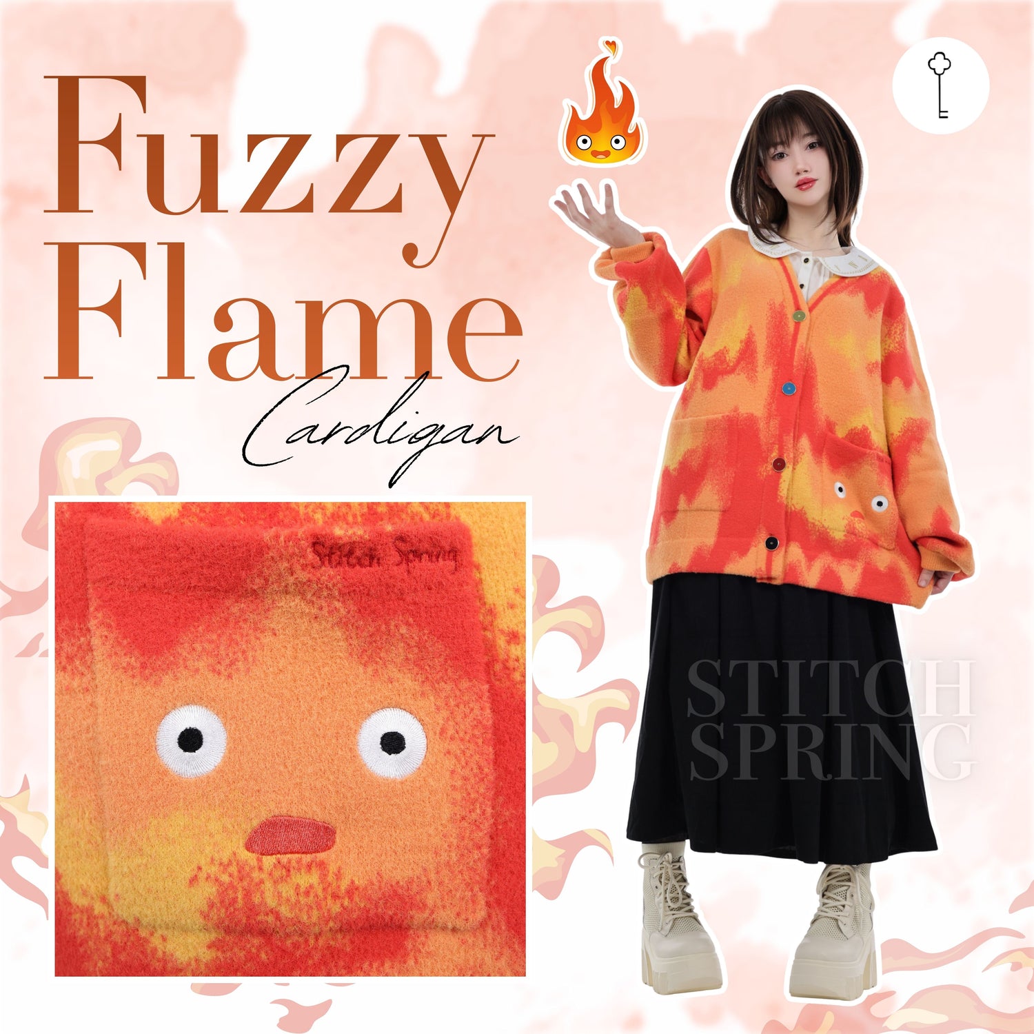 Fuzzy Flame Cardigan Preorder