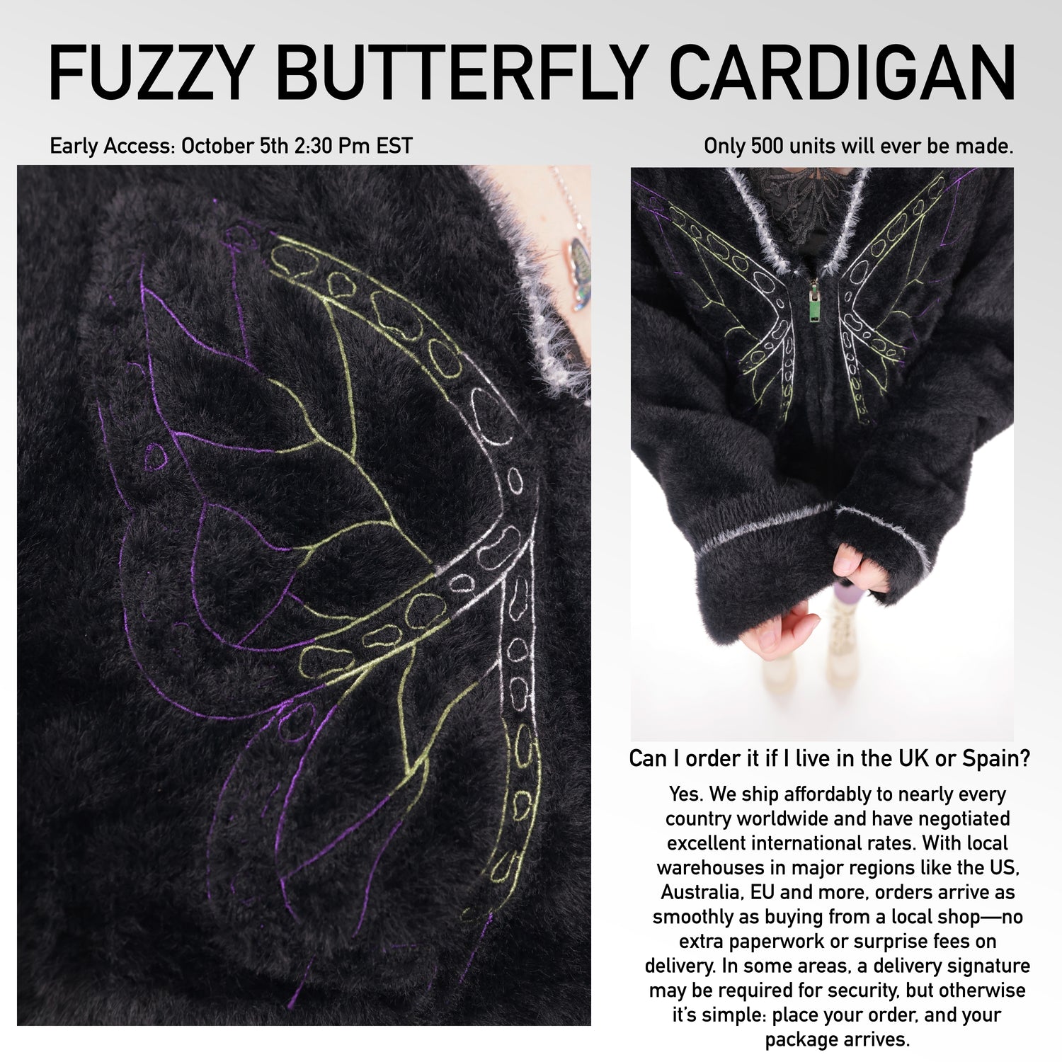 Fuzzy Butterfly Cardigan Preorder